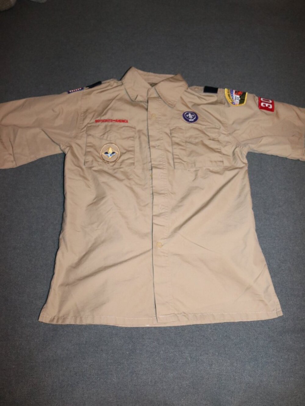Scouting Uniform Shirt Youth Large Tan short-sleeve BSA Cub Scout